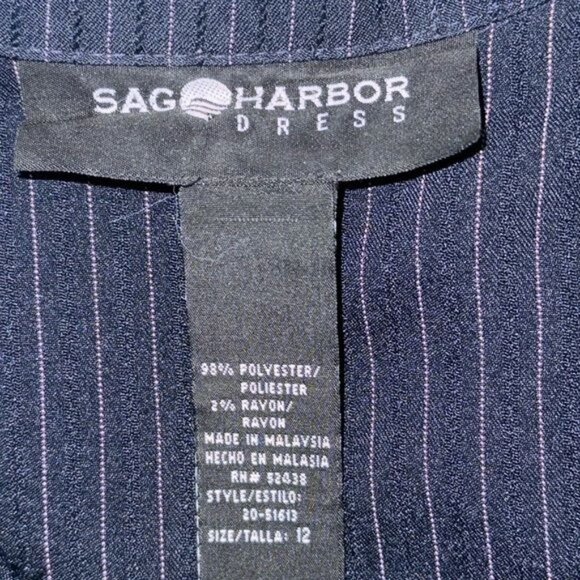 Sag Harbor Womens Pinstripe Blazer Jacket Size 12 Polyester/Rayon - Picture 3 of 7